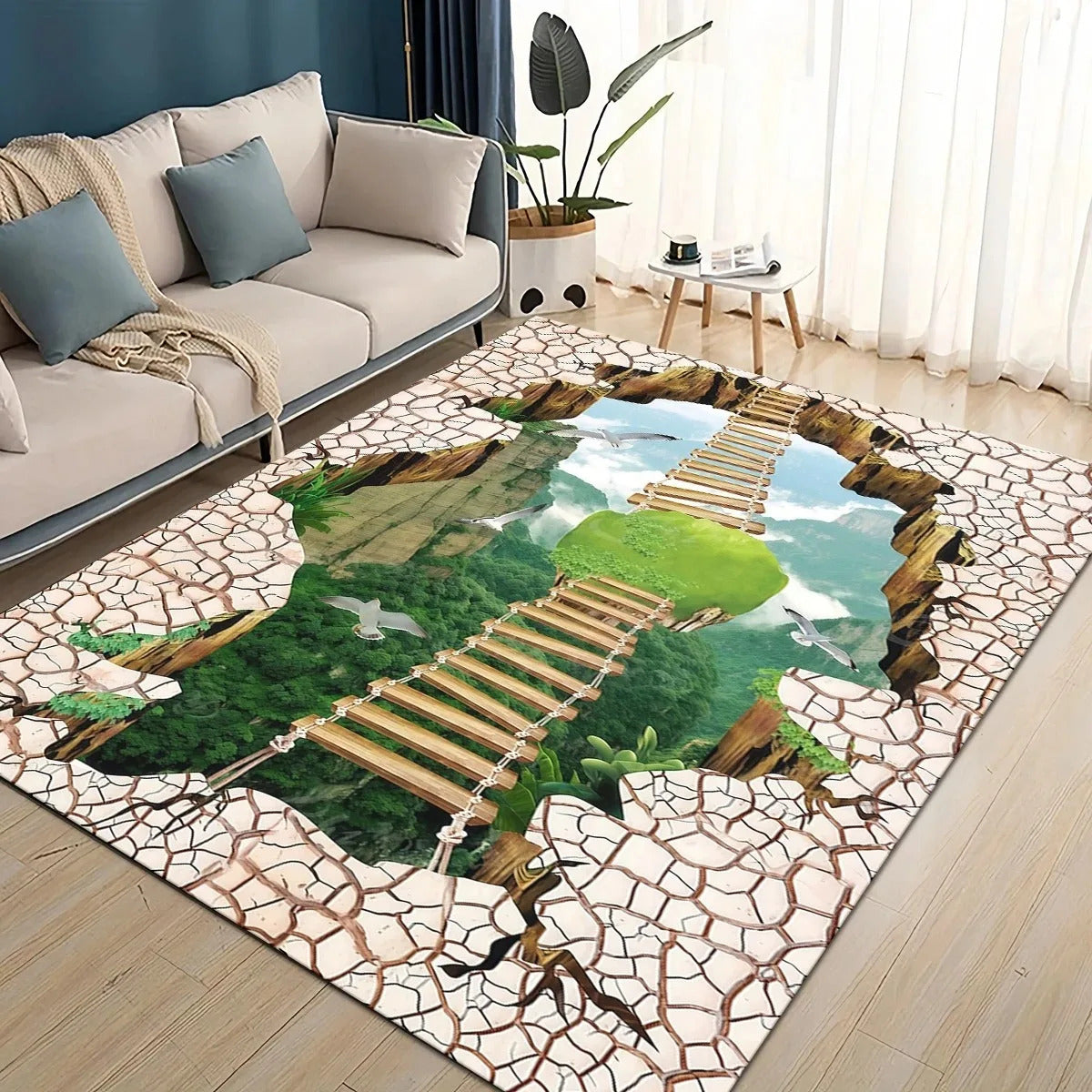 Ocean Dolphin 3D Bedside Rug Flannel Non Slip Soft Bedroom Floor Mat - Image 13