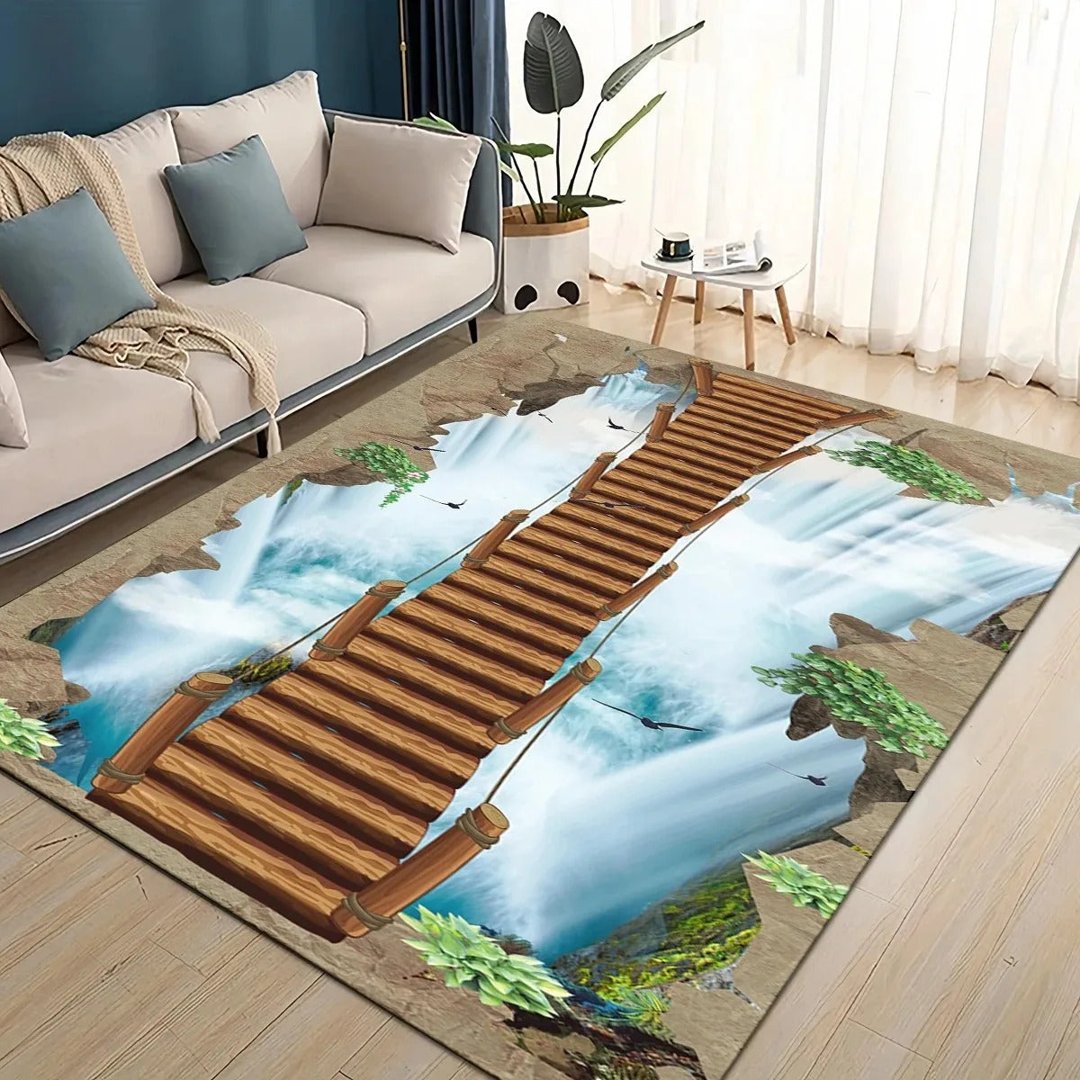 Ocean Dolphin 3D Bedside Rug Flannel Non Slip Soft Bedroom Floor Mat - Image 9