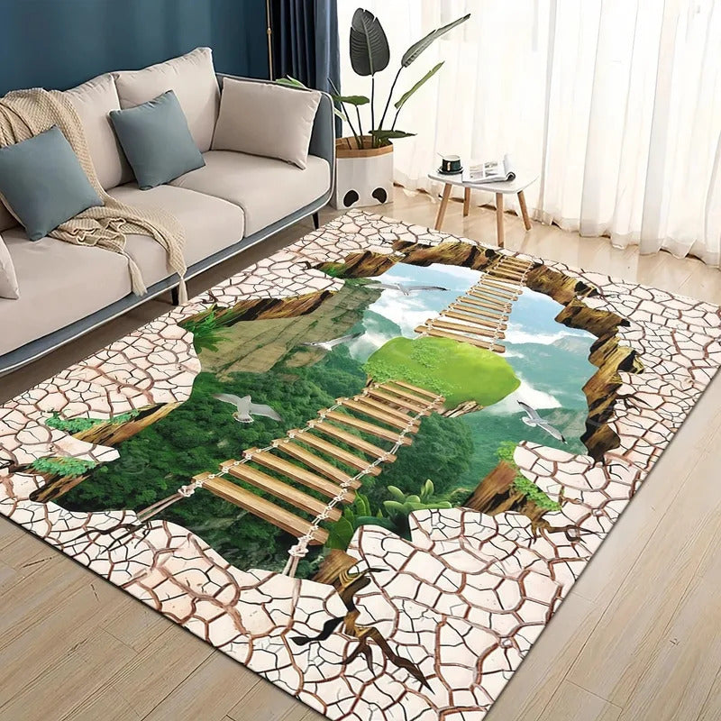 Ocean Dolphin 3D Bedside Rug Flannel Non Slip Soft Bedroom Floor Mat - Image 3