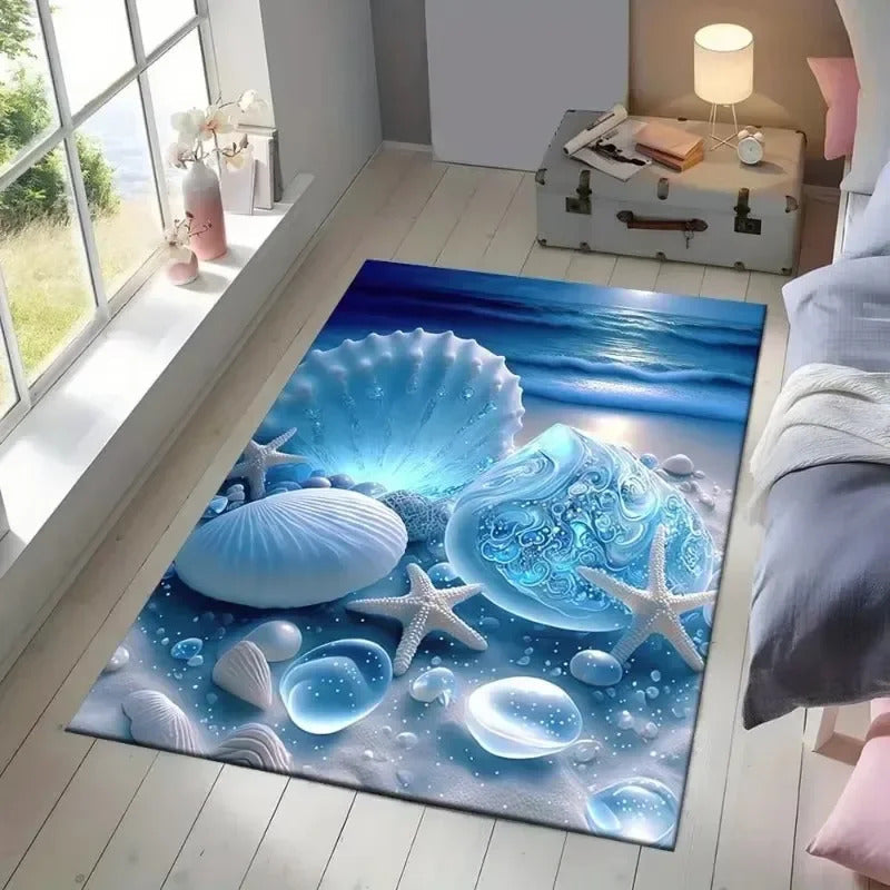 3D Desert Crack Water Fire Design Rug Non-Slip Machine Washable Carpet - Image 9