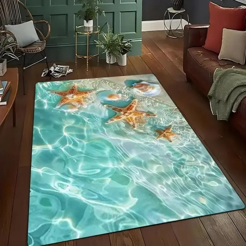 3D Desert Crack Water Fire Design Rug Non-Slip Machine Washable Carpet - Image 10