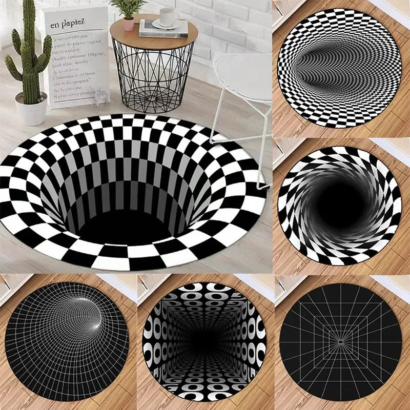 3D Visual Illusion Spiral Rug Floor Mats for Bedroom - Image 1